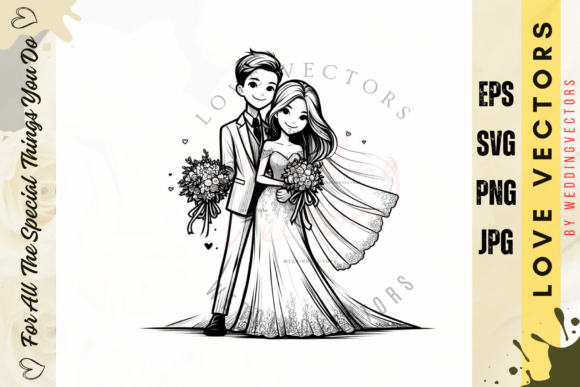 C2709: A Fine Art Wedding Couple Illustration Suite