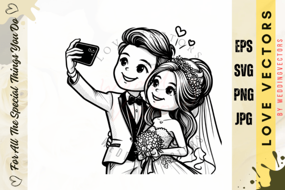 C3222: Minimalist Wedding Couple & Love Vectors