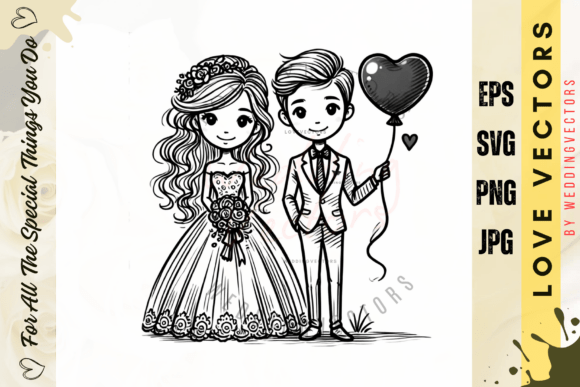 Crafting Timeless Romance: A Designer's Guide to Wedding Couple and Love Vectors - C3683