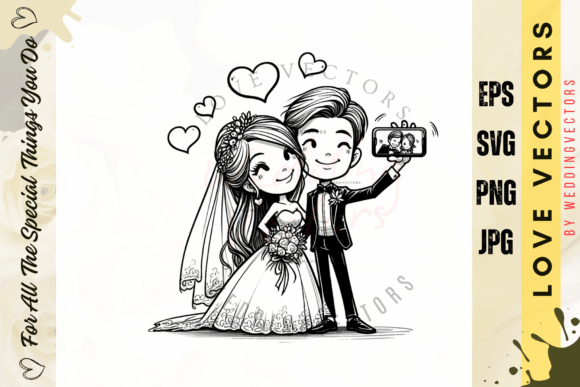 Elegant Modern Wedding Composition: Designing with Love Vectors