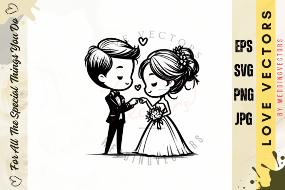 Elevate Your Designs with Wedding Couple and Love Vectors - C3678