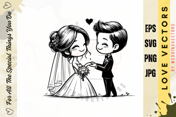 Elevate Your Designs with Wedding Couple and Love Vectors - C3611