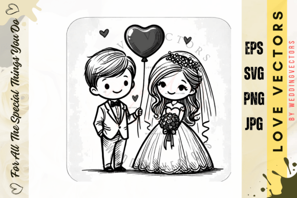 Elevate Your Designs with Wedding Couple & Love Vectors C3753