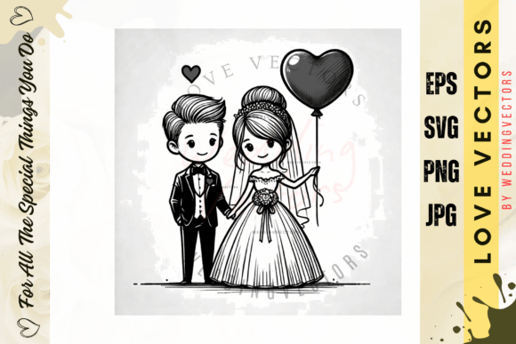 Romantic Illustrations: The C3705 Wedding & Love Vectors