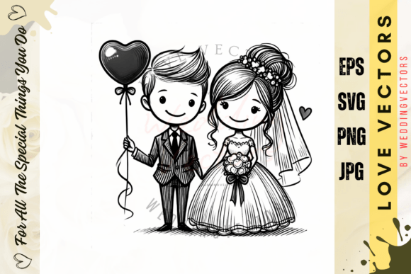 Timeless Elegance: Using Wedding Couple and Love Vectors - C3217