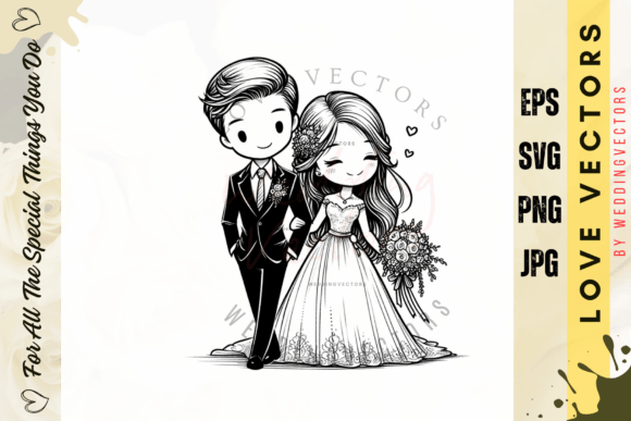 Wedding Couple and Love Vectors - C2635: A Modern Love Story in Design