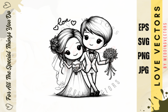 Wedding Couple and Love Vectors - C2637: A Dreamy Watercolor Wedding