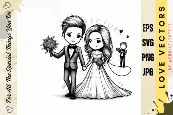 Wedding Couple and Love Vectors - C2661