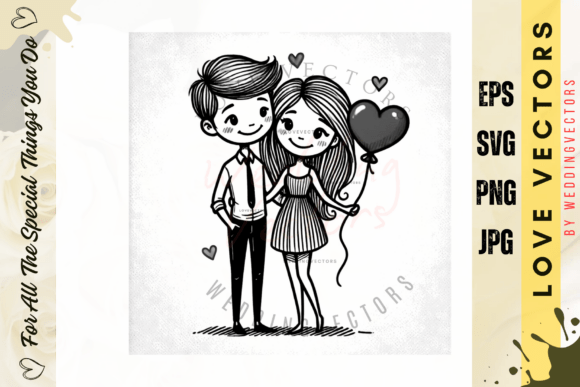 Wedding Couple and Love Vectors - C2664: Boho Charm for Your Designs