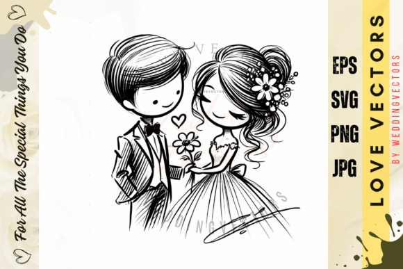 Wedding Couple and Love Vectors - C270: A Design Asset for Romantic Storytelling