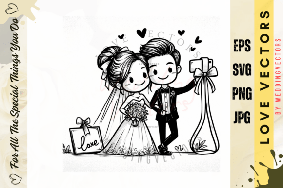 Wedding Couple and Love Vectors - C3190: A Modern Love Story in Design