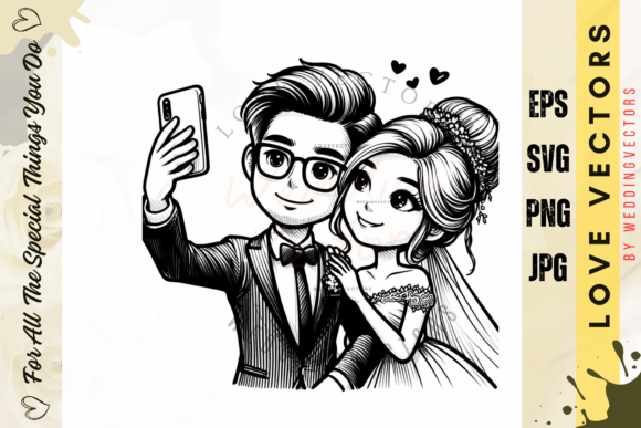Wedding Couple and Love Vectors - C3218: A Minimalist Design Asset