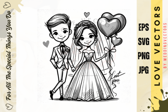 Wedding Couple and Love Vectors - C3257