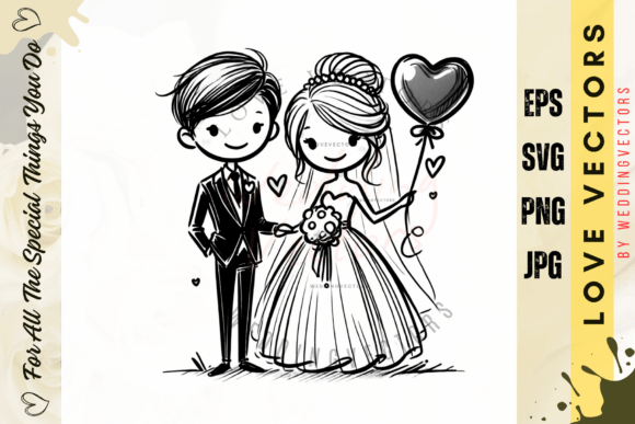 Wedding Couple and Love Vectors - C3452: A Designer's Guide to Romantic Illustration