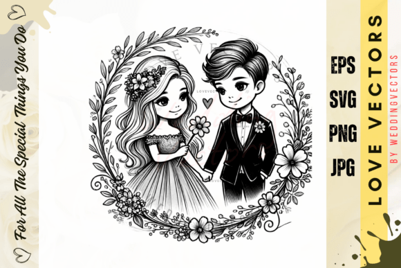 Wedding Couple and Love Vectors - C3699: A Design Asset