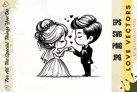 Wedding Couple and Love Vectors - C3740: A Designer's Guide to Romantic Illustrations